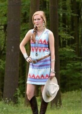 Tasha Polizzi Collection Sonoma Sweater Dress Women's Medium Western Aztec Blue